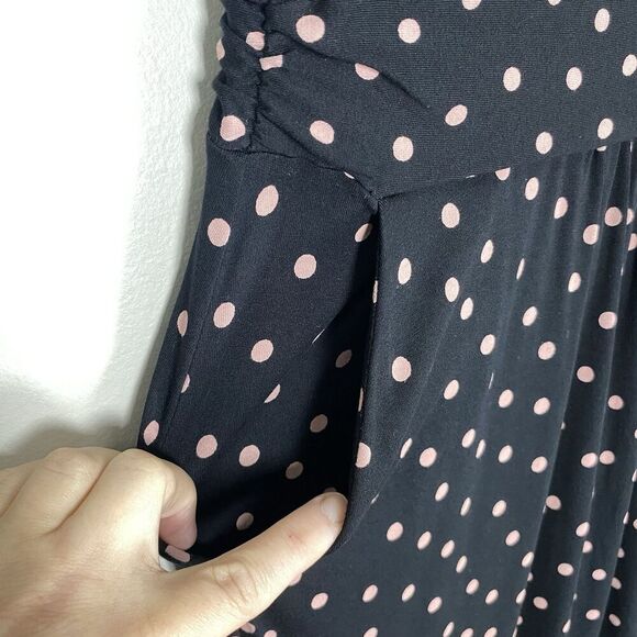 Boden Amelie Jersey Dress Polka Dot Black Pink Sz 10 petite 10P Office casual - Picture 6 of 11